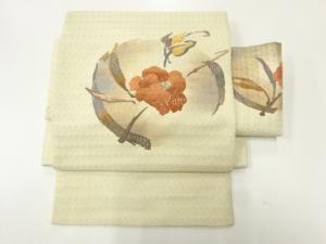 草花模様刺繍作り帯